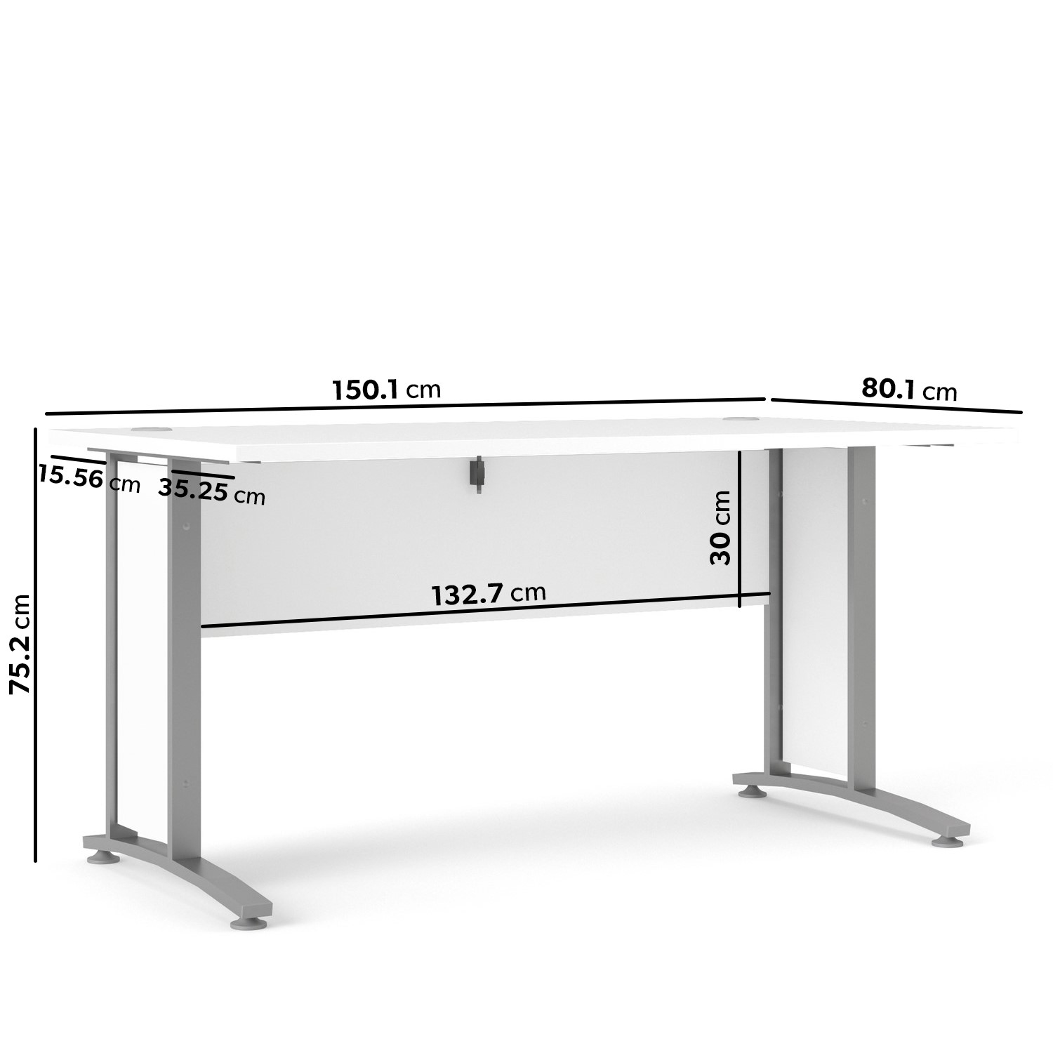 Read more about Large white office desk with metal legs prima